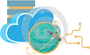 Business technology storage, cloud server service concept with data network internet web connection