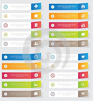 Vector collection of infographic template with 3D paper label, integrated circles. Business concept. For content, diagram