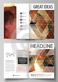 Business templates for bi fold brochure, flyer, booklet. Cover design template, abstract vector layout in A4 size