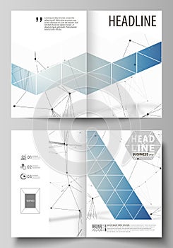 Business templates for bi fold brochure, magazine, flyer. Cover design template, vector layout in A4 size. Geometric