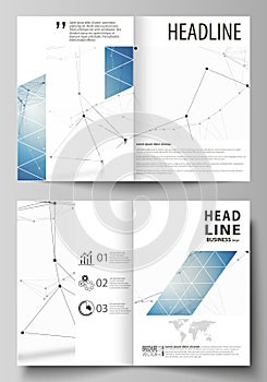 Business templates for bi fold brochure, magazine, flyer. Cover design template, vector layout in A4 size. Geometric