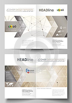 Business templates for bi fold brochure, magazine, flyer. Cover design template, vector layout in A4 size. Technology