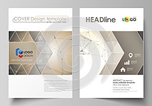 Business templates for brochure, flyer, booklet, report. Cover design template, vector layout in A4 size. Technology