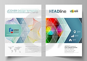 Business templates for brochure, flyer, booklet, report. Cover template, flat vector layout in A4 size. Colorful design