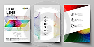Business templates for brochure, flyer, booklet, report. Cover template, flat vector layout in A4 size. Colorful design