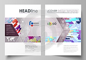 Business templates for brochure, flyer, report. Cover design template, abstract vector layout in A4 size. Bright color