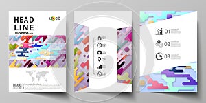 Business templates for brochure, flyer, report. Cover design template, abstract vector layout in A4 size. Bright color