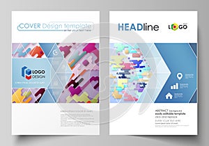Business templates for brochure, flyer, report. Cover design template, abstract vector layout in A4 size. Bright color