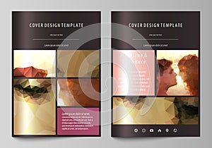 Business templates for brochure, magazine, flyer. Cover design template, abstract vector layout in A4 size. Romantic