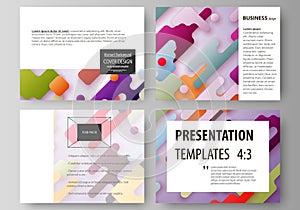 Business templates for presentation slides. Abstract vector design layouts. Bright color lines and dots, colorful