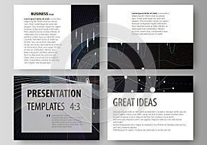 Business templates for presentation slides. Vector layouts. Black color abstract infographic background in minimalist