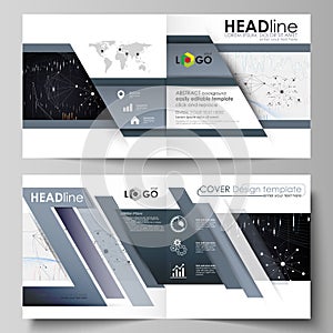 Business templates for square design bi fold brochure, flyer, annual report. Leaflet cover, vector layout. Abstract