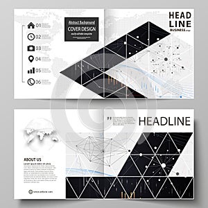 Business templates for square design bi fold brochure, flyer, annual report. Leaflet cover, vector layout. Abstract
