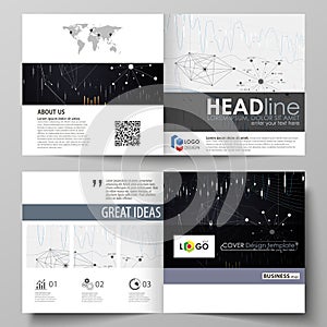 Business templates for square design bi fold brochure, flyer, annual report. Leaflet cover, vector layout. Abstract