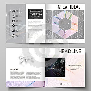 Business templates for square design bi fold brochure, flyer, annual report. Leaflet cover, vector layout. Colorful