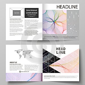 Business templates for square design bi fold brochure, flyer, annual report. Leaflet cover, vector layout. Colorful