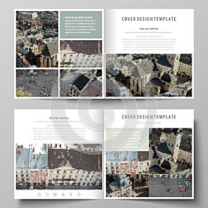 Business templates for square design bi fold brochure, flyer, booklet, report. Leaflet cover, abstract vector layout