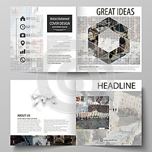 Business templates for square design bi fold brochure, flyer, booklet, report. Leaflet cover, abstract vector layout