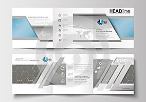 Business templates for tri-fold square brochures. Leaflet cover, abstract flat layout. Scientific medical research