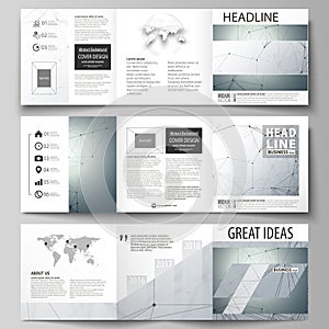 Business templates for tri fold square design brochures. Leaflet cover, vector layout. Genetic and chemical compounds