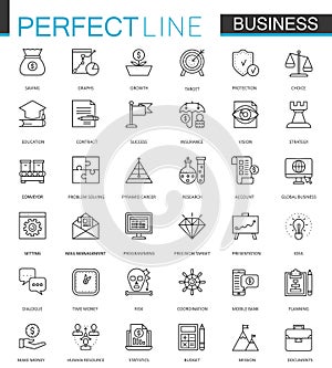 Business thin line web icons set. Outline stroke icon design.