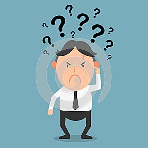 Business thinking with question marks