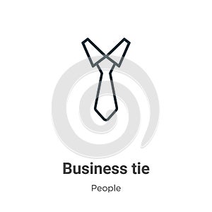 Business tie outline vector icon. Thin line black business tie icon, flat vector simple element illustration from editable people