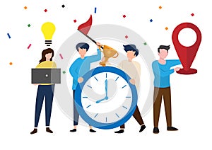 Business time management vector illustration brings success