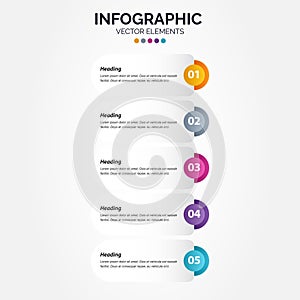 Business timeline chart template Vertical Infographic 5 steps vector illustration