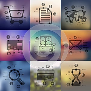 Business timeline infographics with blurred