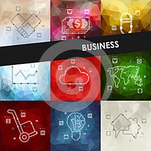 Business timeline infographics with blurred