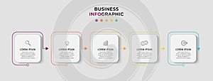 Vector Infographic thin line design business template with icons and 5 options or steps
