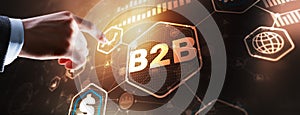 Business to business B2B. Business model on Virtual Screen