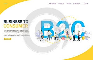 Business to consumer vector website landing page design template