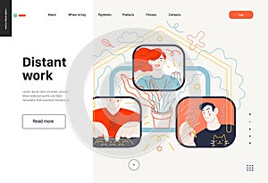 Business topics - distant work, web template