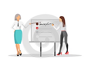 Business Train and Two Women Vector Illustration
