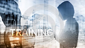 Business training concept. Training Webinar E-learning. Financial technology and communication concept
