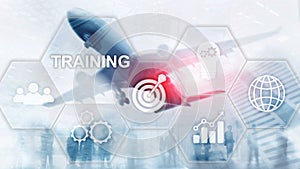 Business training concept. Training Webinar E-learning. Financial technology and communication concept.