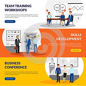 Business Training Consulting 3 Horizontal Banners