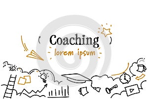 Business training corporate coaching concept sketch doodle horizontal isolated copy space