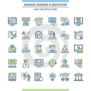 Business training and education icon set