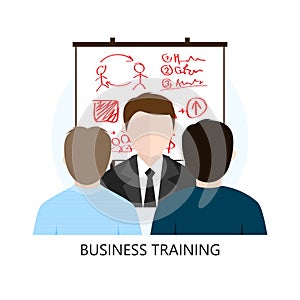 Business Training Icon Flat Design Concept