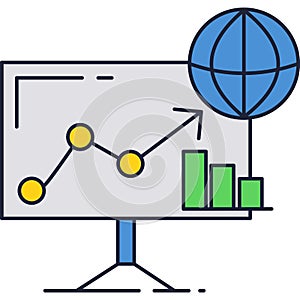 Business training icon vector computer with graph