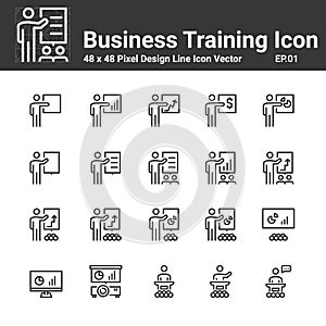 Business Training Icons Line Vector, Symbol Perfect Design Simple Set For Using In Web site Infographics Logo Report ,  Vector