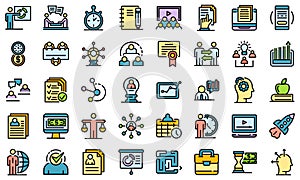 Business training icons set vector flat