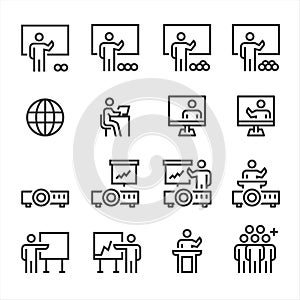 Business Training Icons , Symbol Perfect Design Simple Set For Using In Web Site Infographics Logo Report , Line Icon Vector