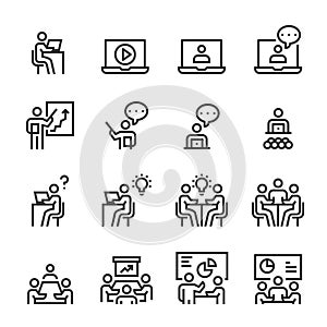 Business Training Icons , Symbol Perfect Design Simple Set For Using In Web site Infographics Logo Report , Line Icon Vector