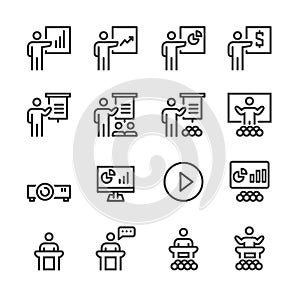 Business Training Icons , Symbol Perfect Design Simple Set For Using In Web site Infographics Logo Report , Line Icon Vector illus