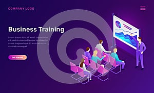 Business training isometric concept, seminar