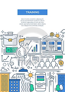 Business Training - line design brochure poster template A4
